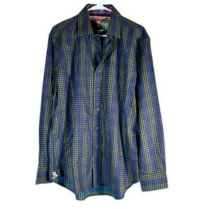 Robert Graham Button Down Luxury Designer Long Sleeve Dress Shirt Size Large